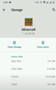 app info clear storage minecr4aft